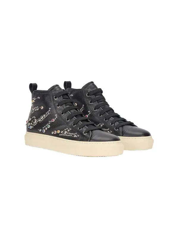 High-Top Sneakers With Studs And Stones