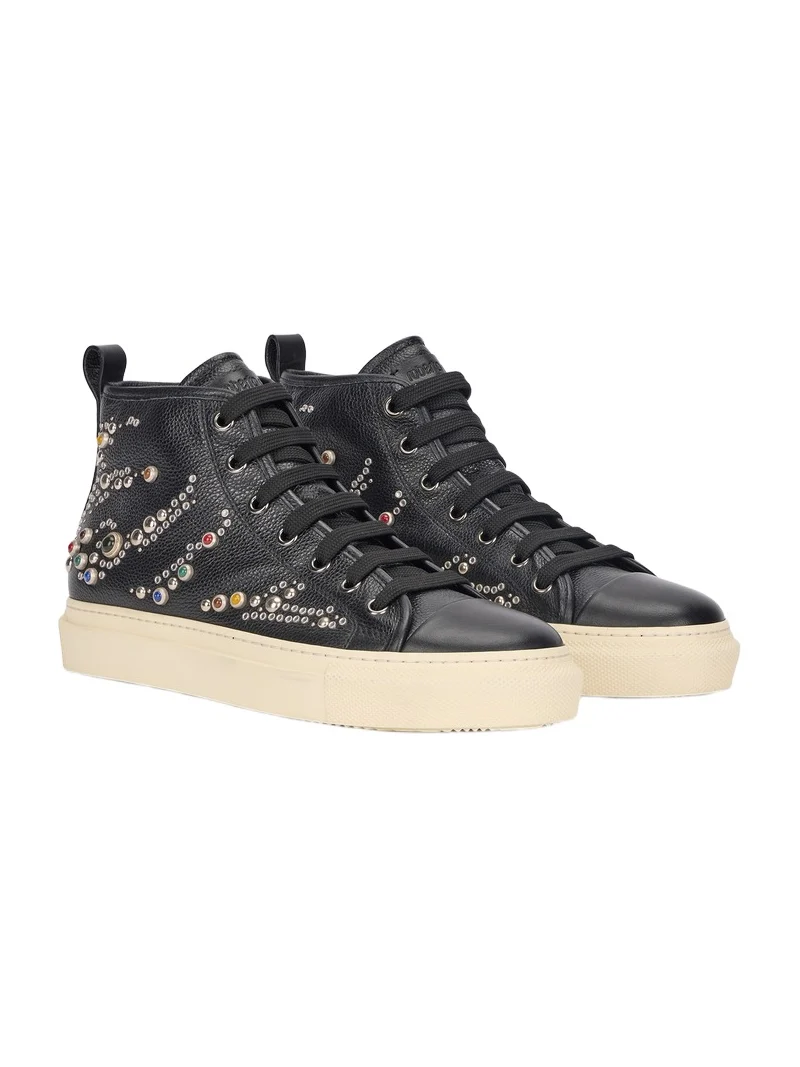 High-Top Sneakers With Studs And Stones