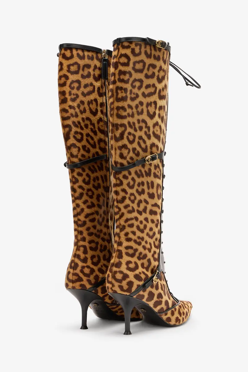 Roberto Cavalli Pointed Lace-Up Boots With Leopard Skin | Thumbnail 3 Roberto Cavalli Pointed Lace-Up Boots With Leopard Skin | Thumbnail 3