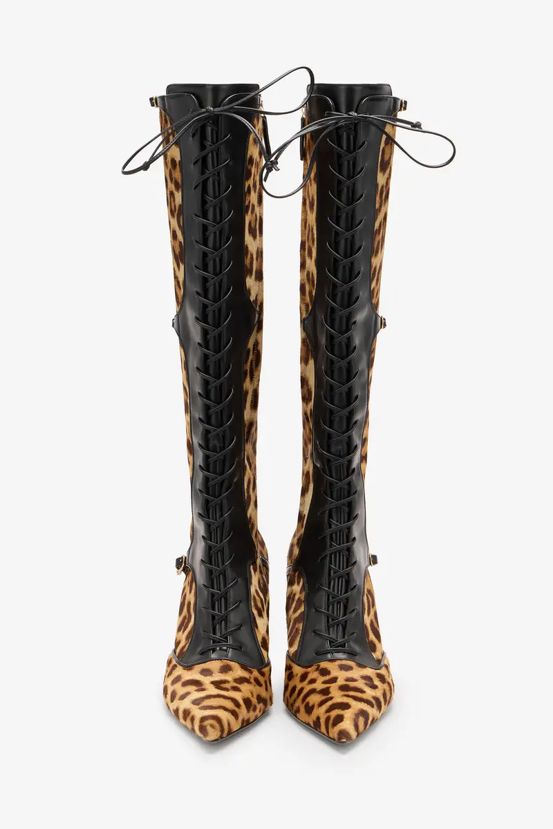 Roberto Cavalli Pointed Lace-Up Boots With Leopard Skin | Thumbnail 5 Roberto Cavalli Pointed Lace-Up Boots With Leopard Skin | Thumbnail 5