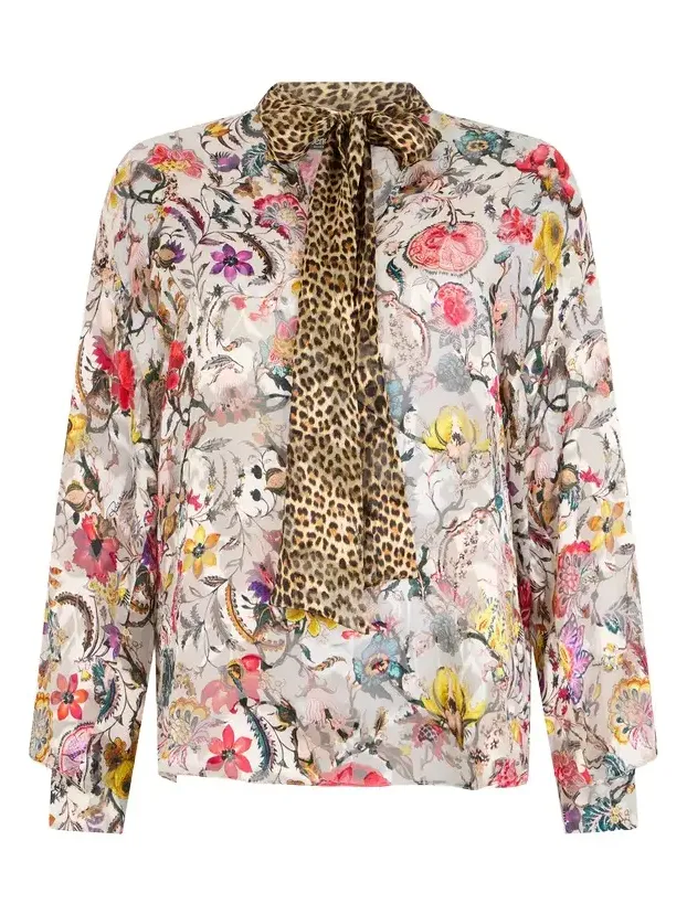 Blouse with Florentine Flowers Print Blouse with Florentine Flowers Print