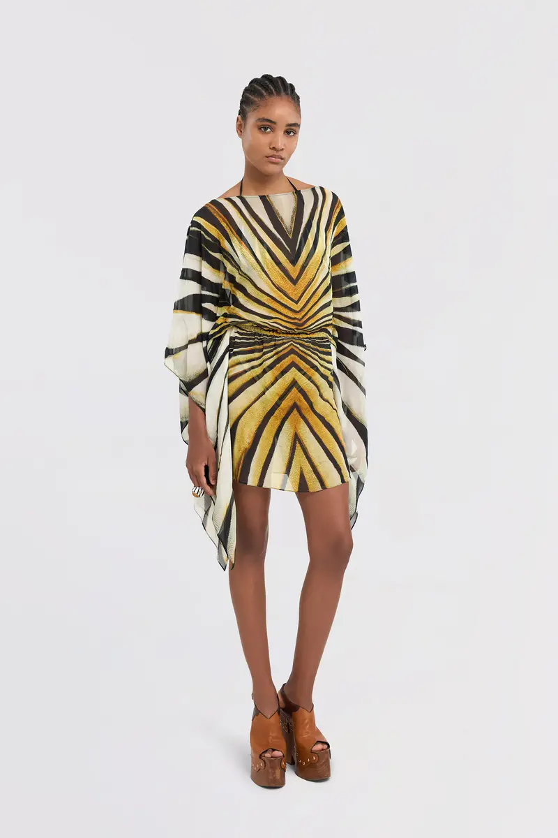 Roberto Cavalli Ray Of Gold Print Kaftan Dress Silk | Thumbnail 2 Roberto Cavalli Ray Of Gold Print Kaftan Dress Silk | Thumbnail 2