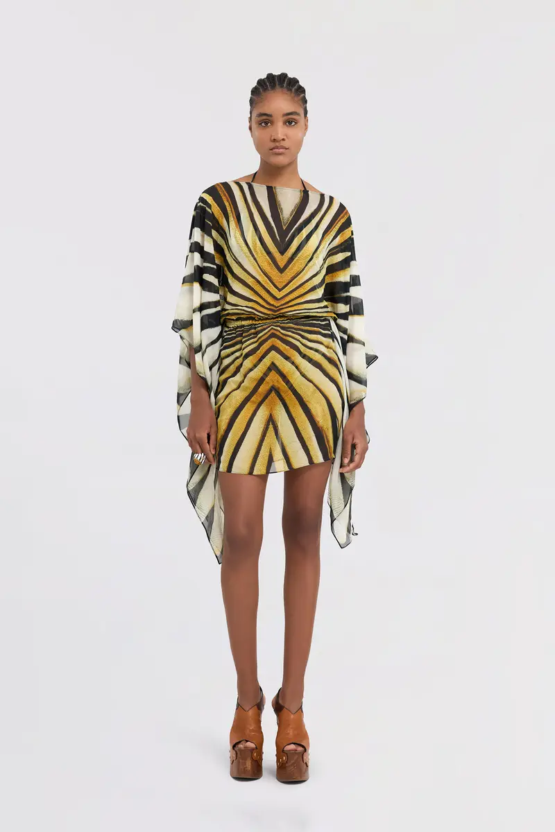 Roberto Cavalli Ray Of Gold Print Kaftan Dress Silk | Thumbnail 5 Roberto Cavalli Ray Of Gold Print Kaftan Dress Silk | Thumbnail 5