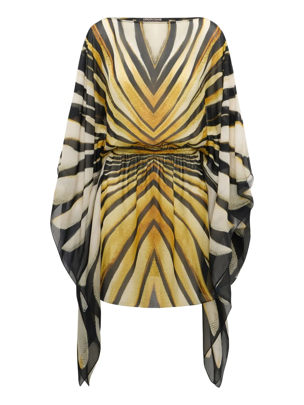 Roberto Cavalli Ray Of Gold Print Kaftan Dress Silk