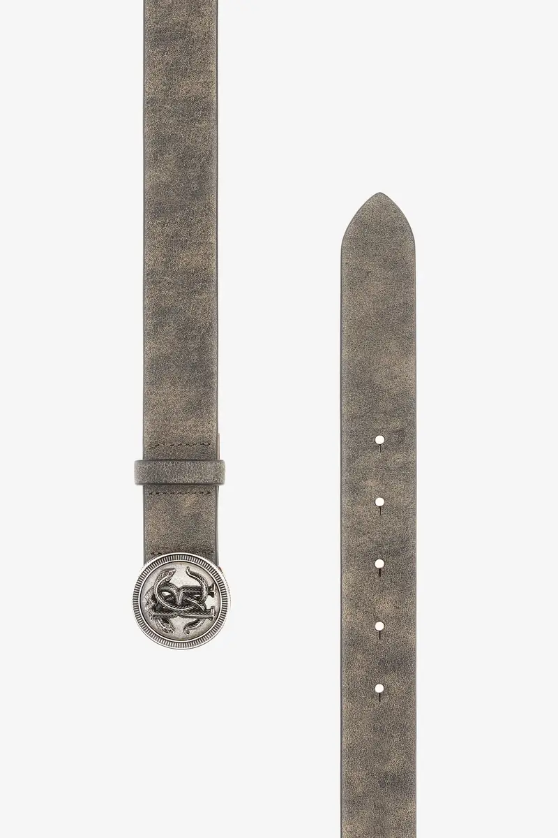 Roberto Cavalli Grey Logo Belt With RC Monogram Buckle | Thumbnail 2 Roberto Cavalli Grey Logo Belt With RC Monogram Buckle | Thumbnail 2
