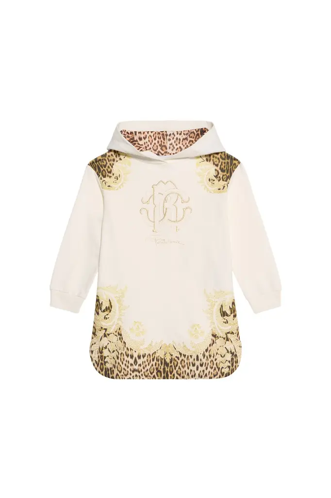 Roberto Cavalli Leopard And Baroque Print Sweatshirt Dress | Image 1 Roberto Cavalli Leopard And Baroque Print Sweatshirt Dress | Image 1