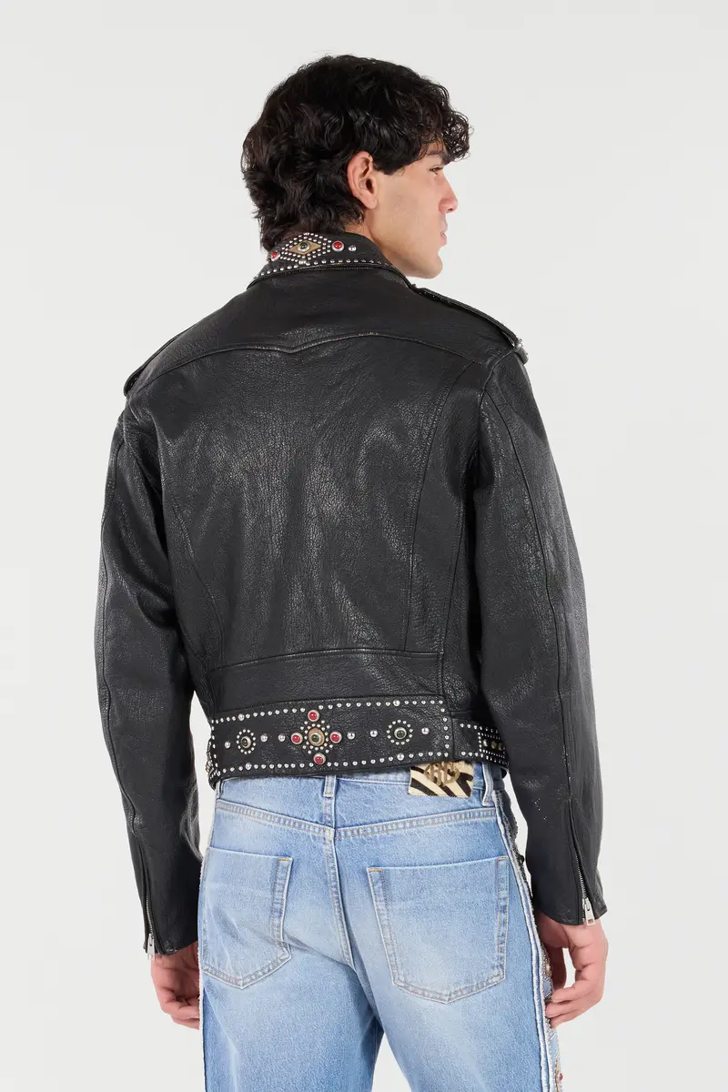 Roberto Cavalli Leather Biker Jacket With Studs And Stones | Thumbnail 3 Roberto Cavalli Leather Biker Jacket With Studs And Stones | Thumbnail 3