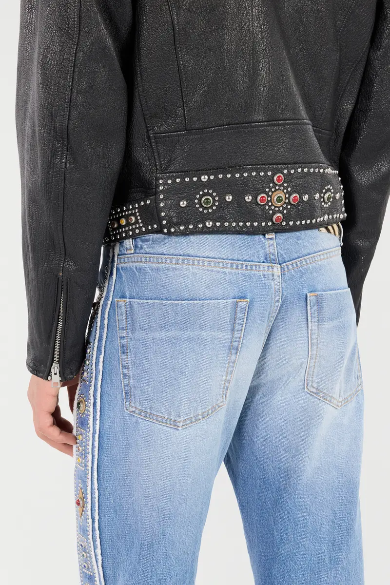 Roberto Cavalli Leather Biker Jacket With Studs And Stones | Thumbnail 5 Roberto Cavalli Leather Biker Jacket With Studs And Stones | Thumbnail 5