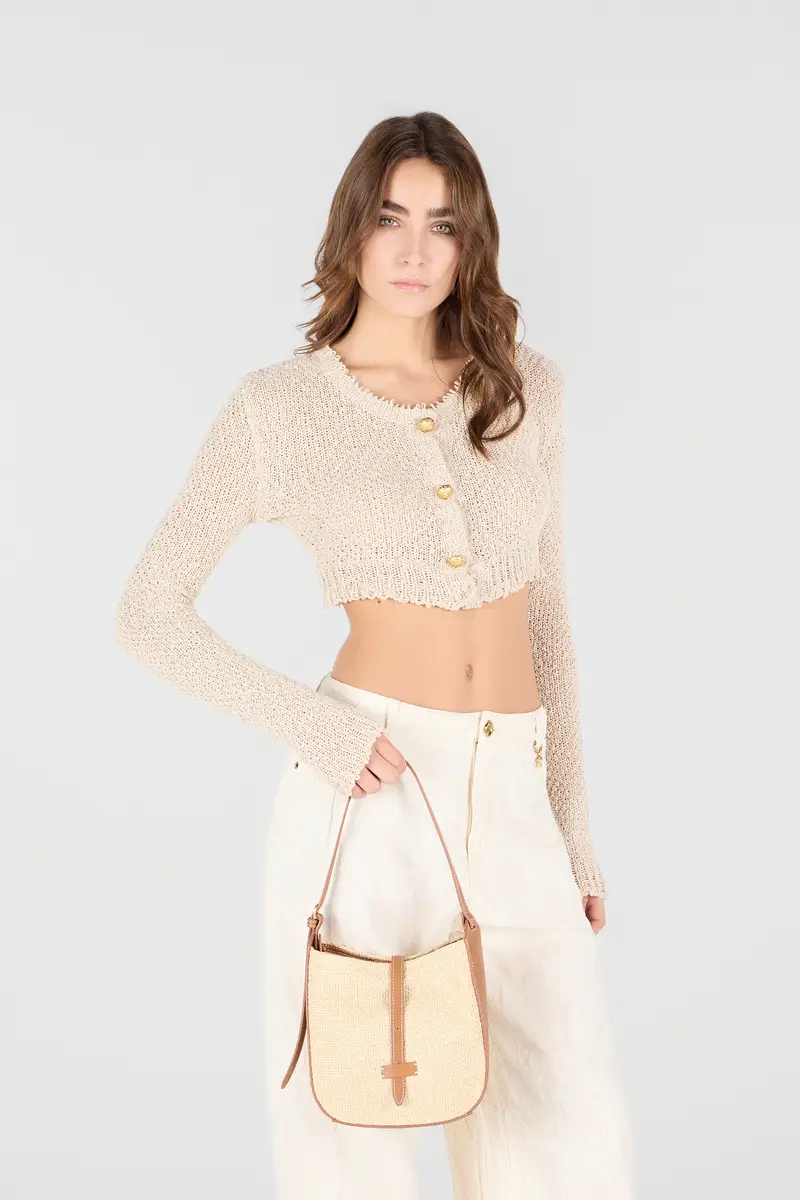 Roberto Cavalli Beige Woven Medium Shoulder Bag | Thumbnail 2 Roberto Cavalli Beige Woven Medium Shoulder Bag | Thumbnail 2