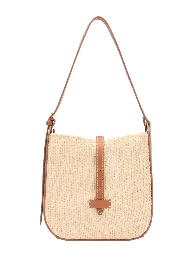 Beige Woven Medium Shoulder Bag