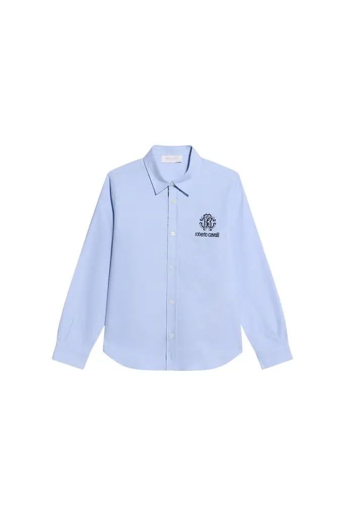 Roberto Cavalli Light Blue Cotton Shirt | Image 1 Roberto Cavalli Light Blue Cotton Shirt | Image 1