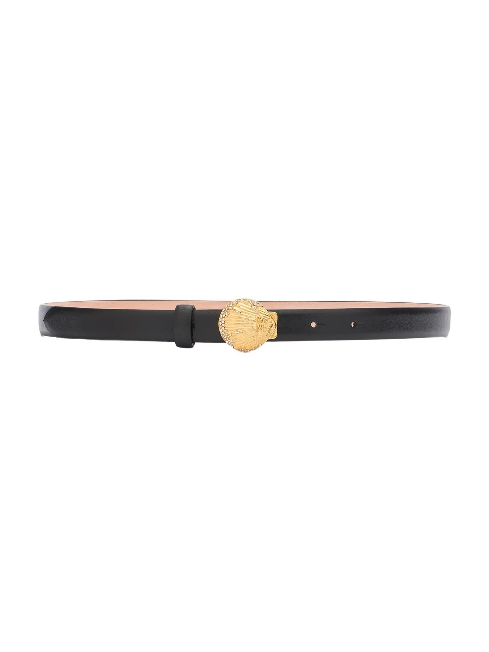 Leather Belt with Shell Buckle