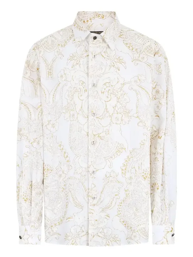 White Shirt with Ornamental Motif
