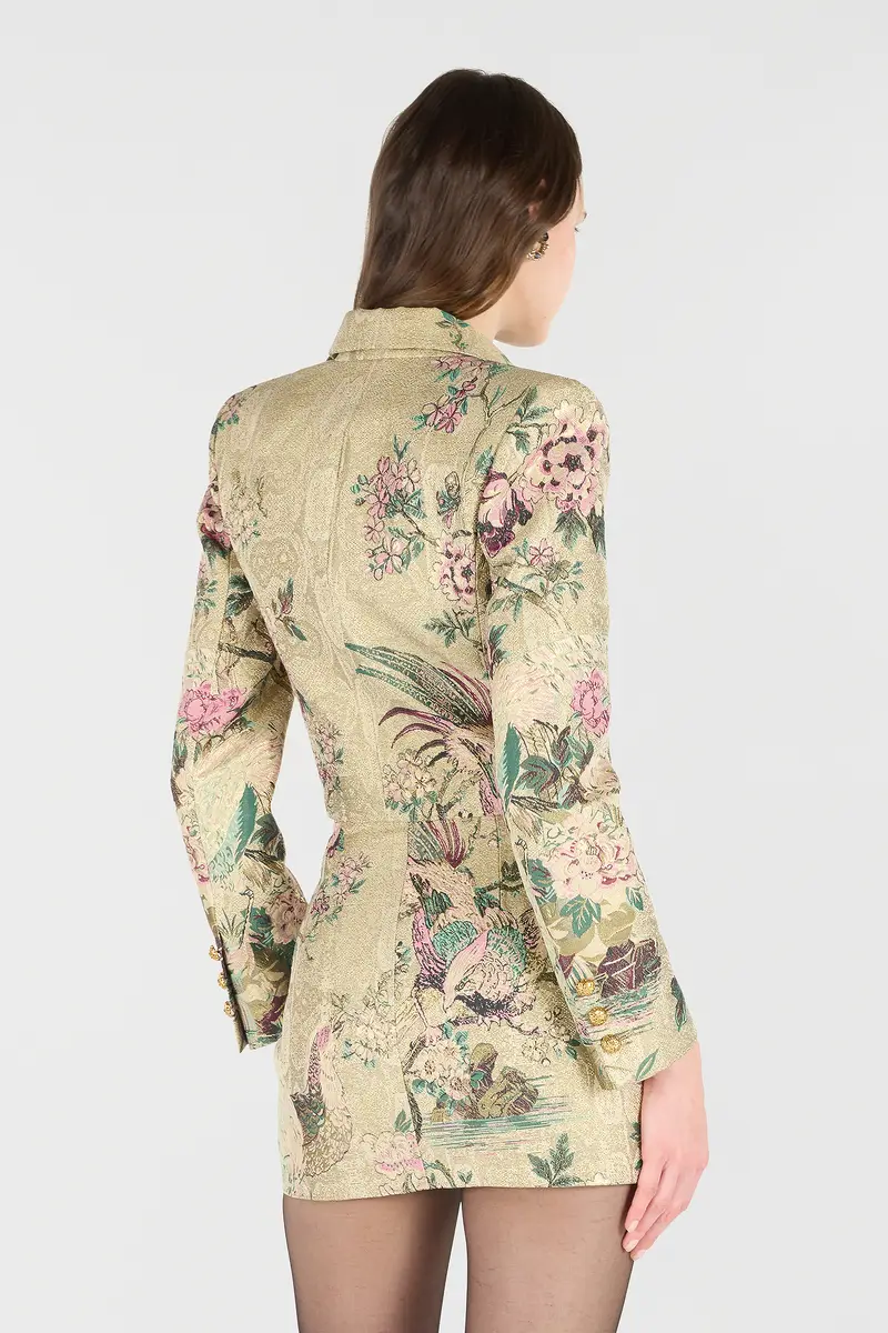 Roberto Cavalli Cropped Jacket With Oriental Bird Print | Thumbnail 3 Roberto Cavalli Cropped Jacket With Oriental Bird Print | Thumbnail 3