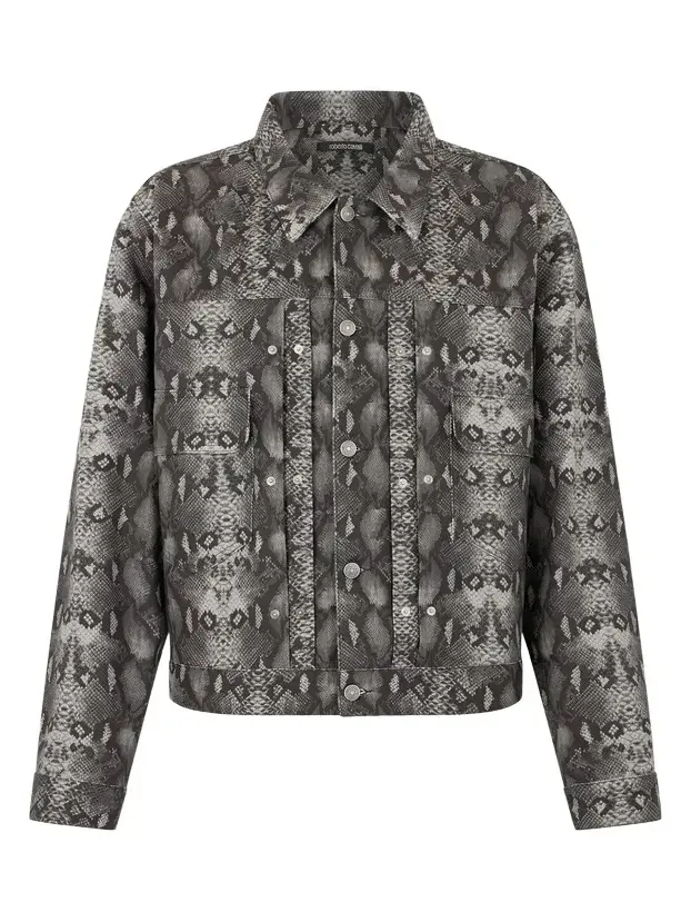 Python Print Denim Jacket Python Print Denim Jacket