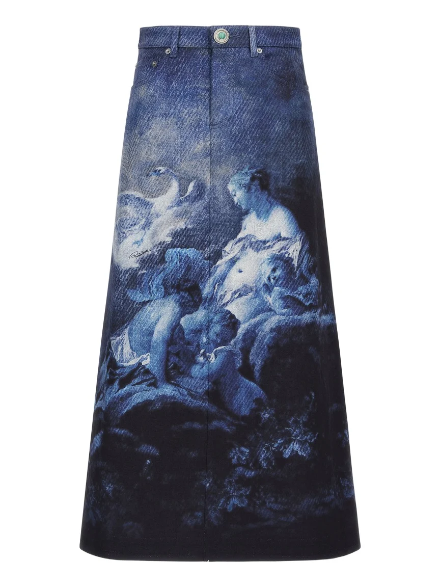 Skirt with Denim Wild Leda print