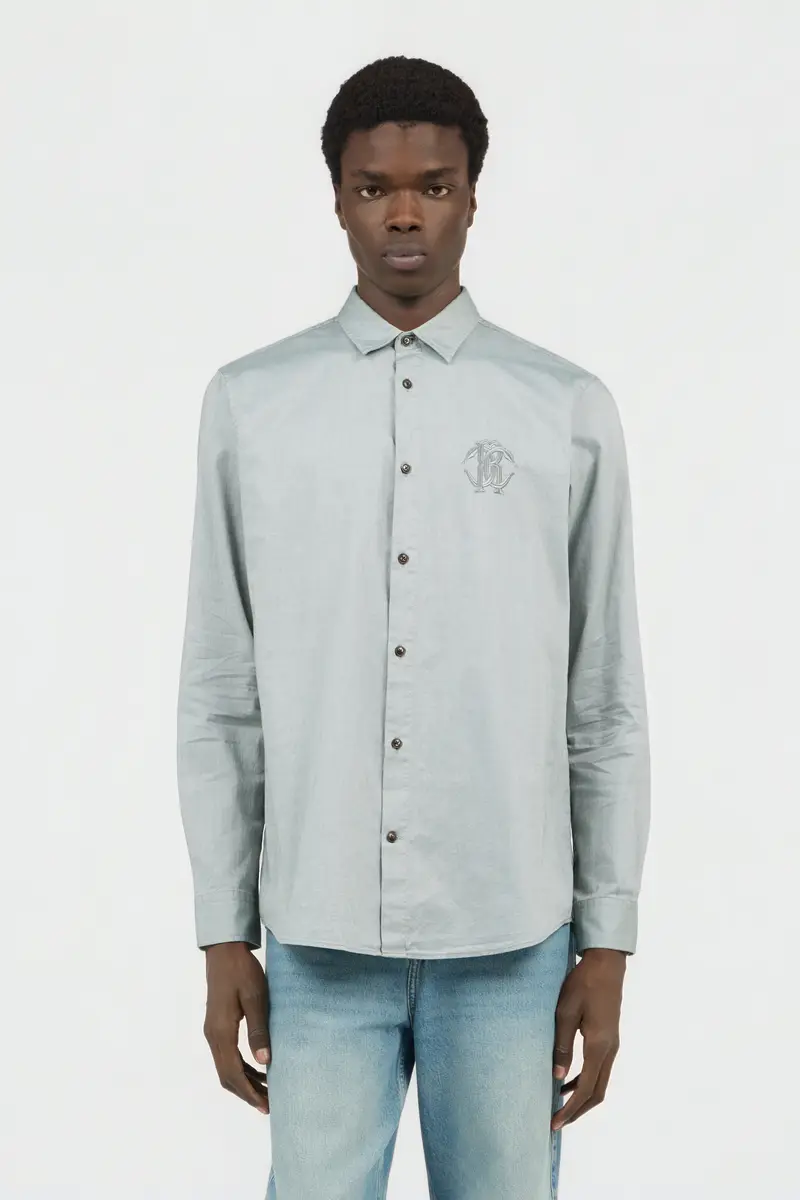 Roberto Cavalli Light Grey Shirt with Monogram RC Embroidery | Thumbnail 2