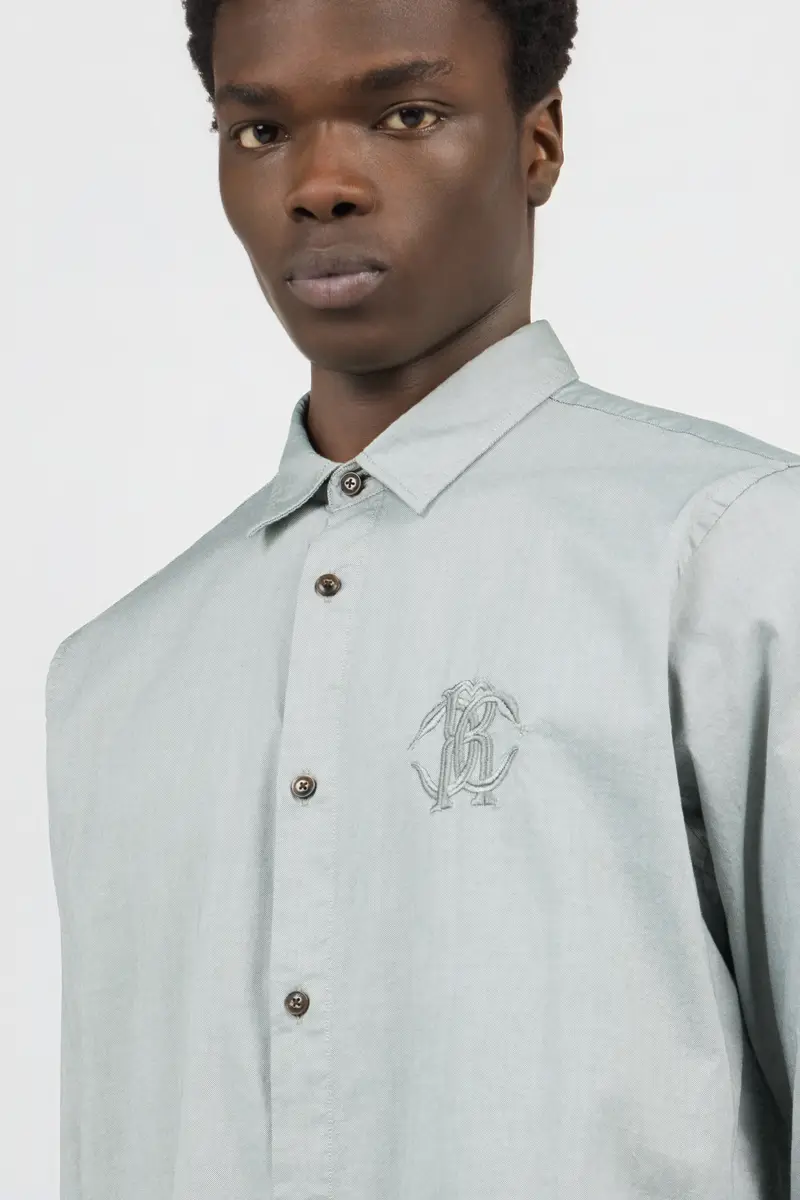 Roberto Cavalli Light Grey Shirt with Monogram RC Embroidery | Thumbnail 4