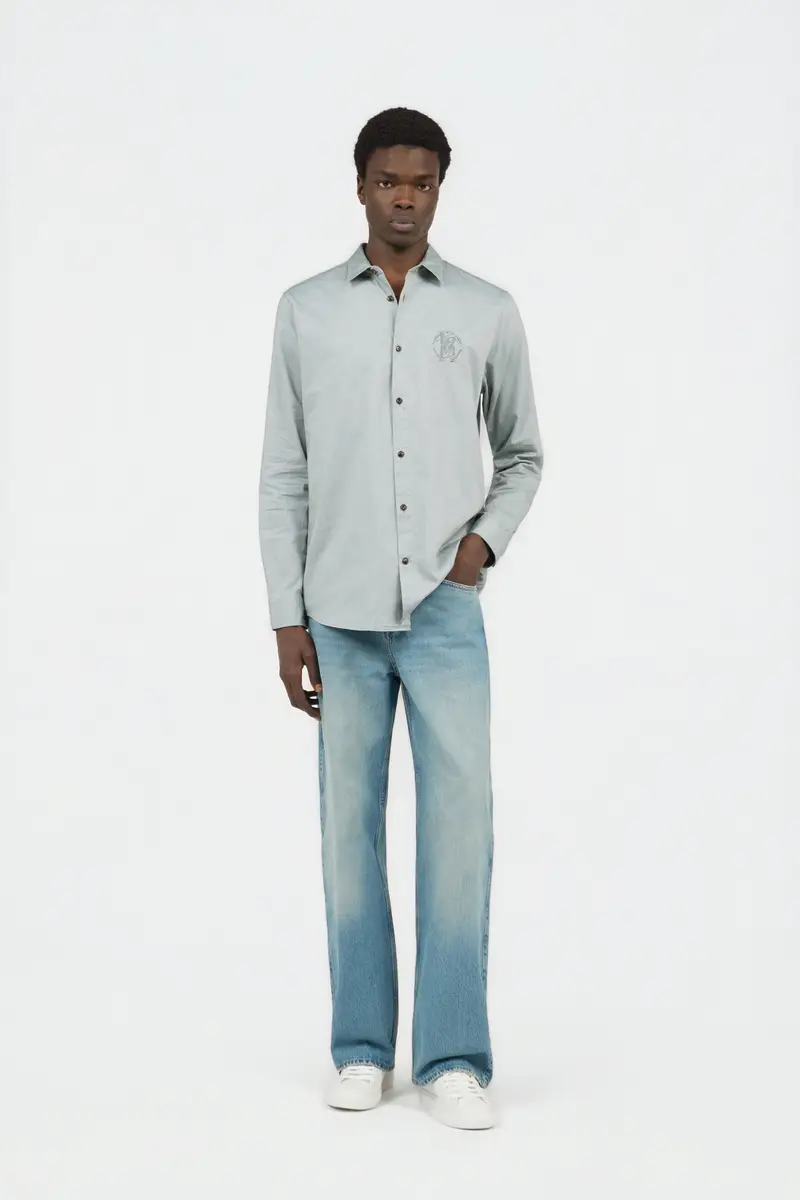 Roberto Cavalli Light Grey Shirt with Monogram RC Embroidery | Thumbnail 6