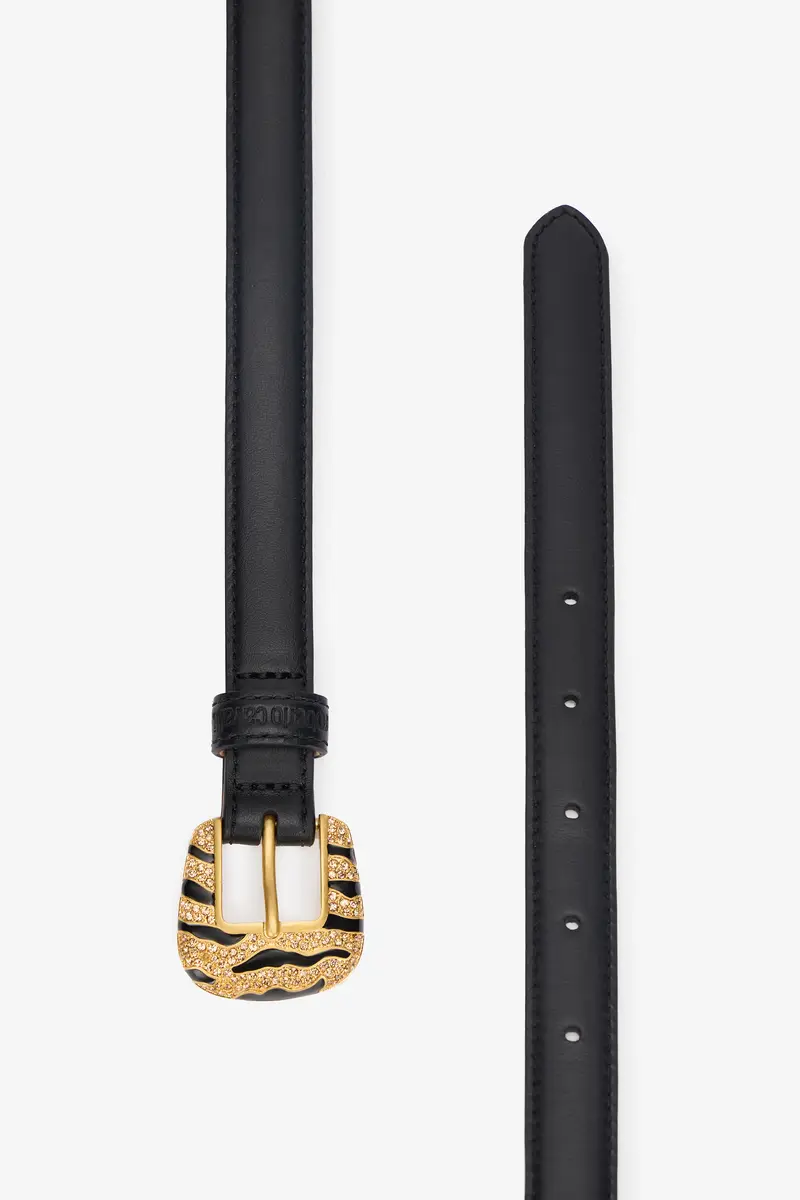 Roberto Cavalli Solid-Color Slim Belt With Bejeweled Buckle | Thumbnail 2 Roberto Cavalli Solid-Color Slim Belt With Bejeweled Buckle | Thumbnail 2