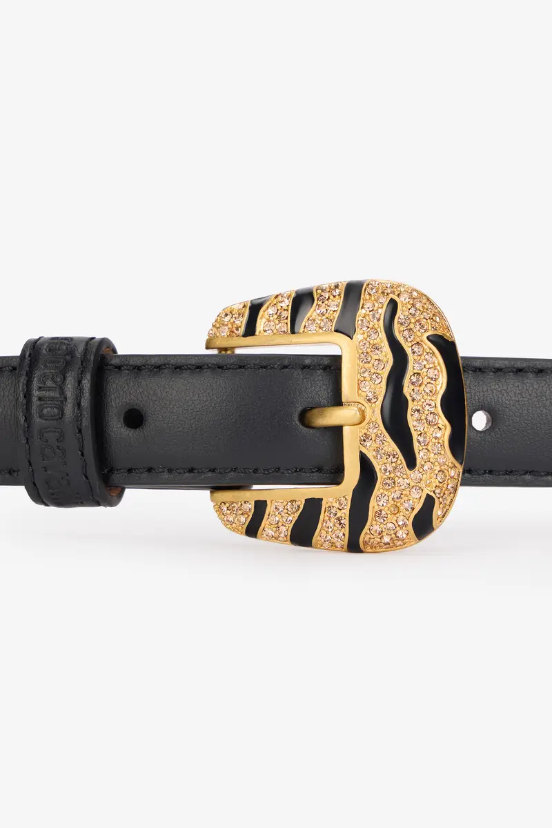 Roberto Cavalli Solid-Color Slim Belt With Bejeweled Buckle | Thumbnail 3 Roberto Cavalli Solid-Color Slim Belt With Bejeweled Buckle | Thumbnail 3