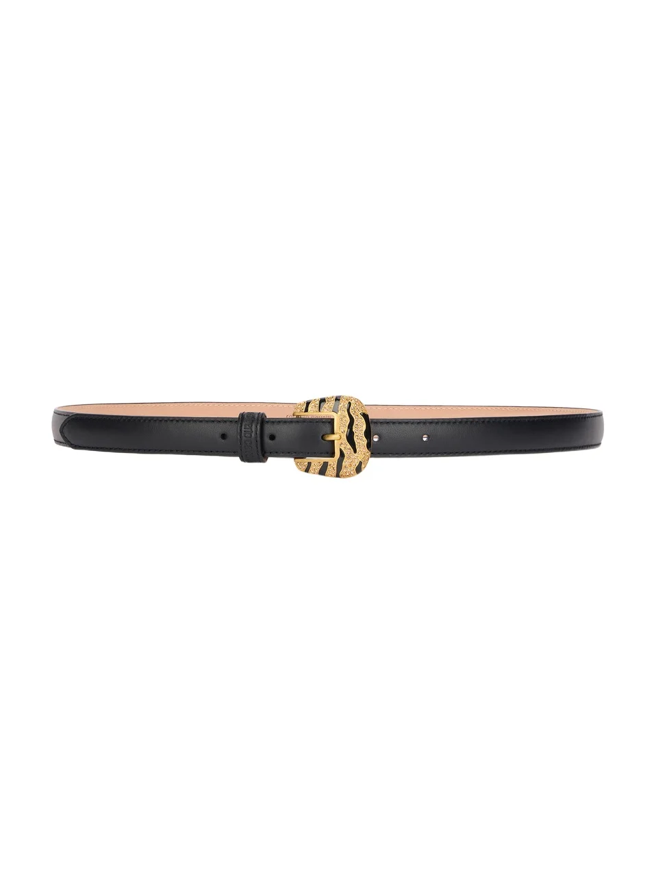Roberto Cavalli Solid-Color Slim Belt With Bejeweled Buckle