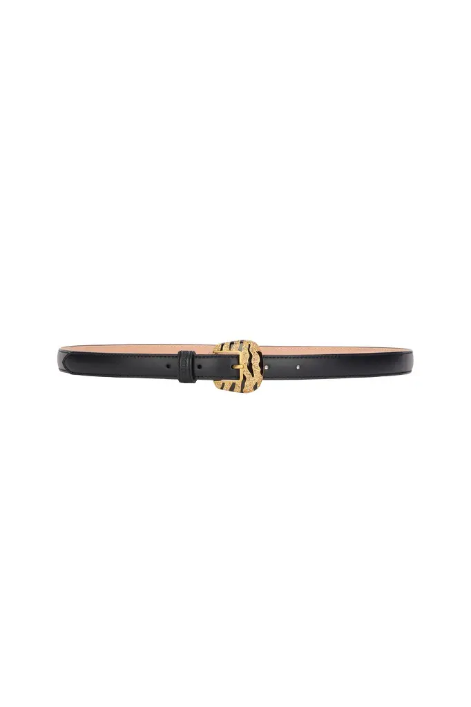 Roberto Cavalli Solid-Color Slim Belt With Bejeweled Buckle