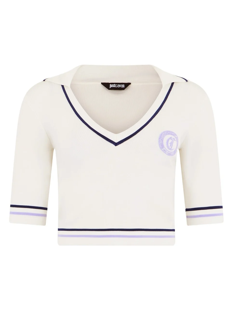 Roberto Cavalli White Knit Crop Top