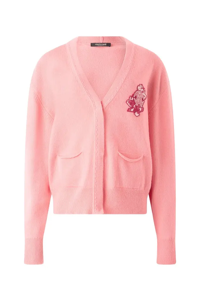 Roberto Cavalli Cardigan With Mirror Snake Monogram