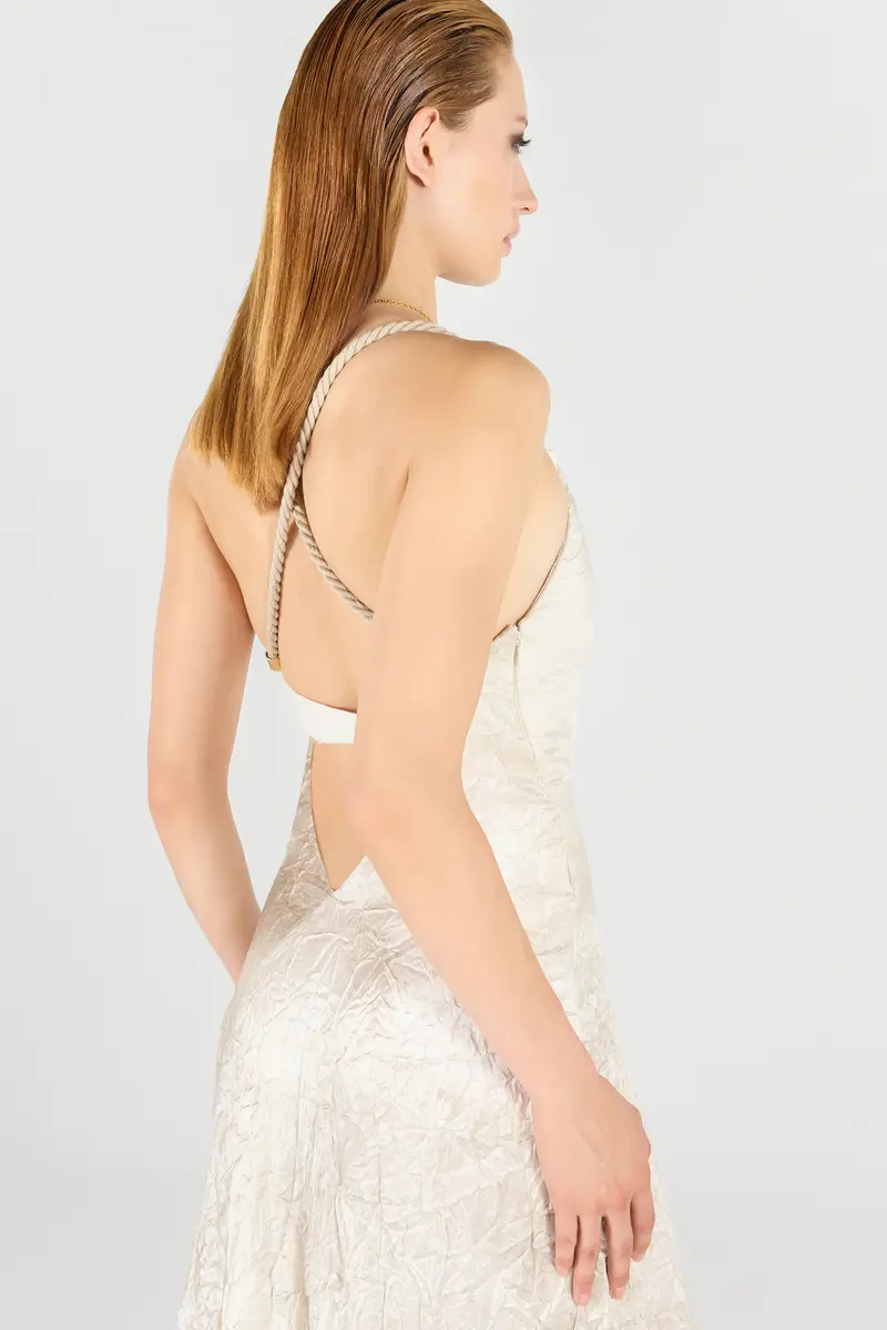 Roberto Cavalli Ivory Silk Maxi Dress Crinkled | Thumbnail 6 Roberto Cavalli Ivory Silk Maxi Dress Crinkled | Thumbnail 6