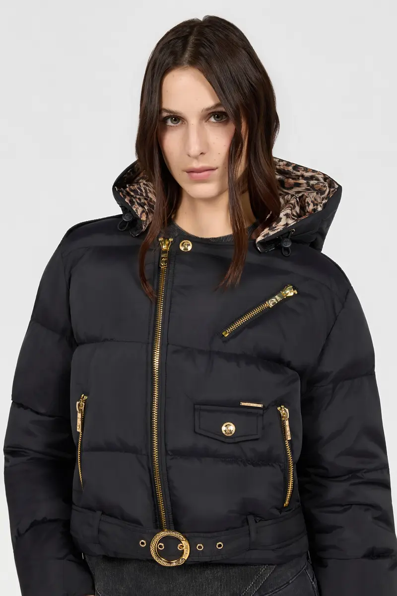 Roberto Cavalli Black Puffer Jacket with Belt | Thumbnail 4