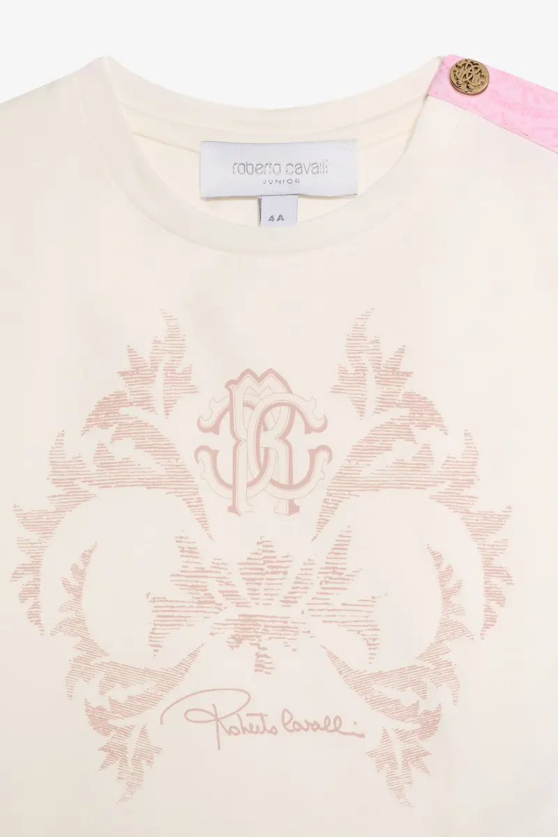 Roberto Cavalli Cream T-Shirt with Monogram RC | Thumbnail 4 Roberto Cavalli Cream T-Shirt with Monogram RC | Thumbnail 4