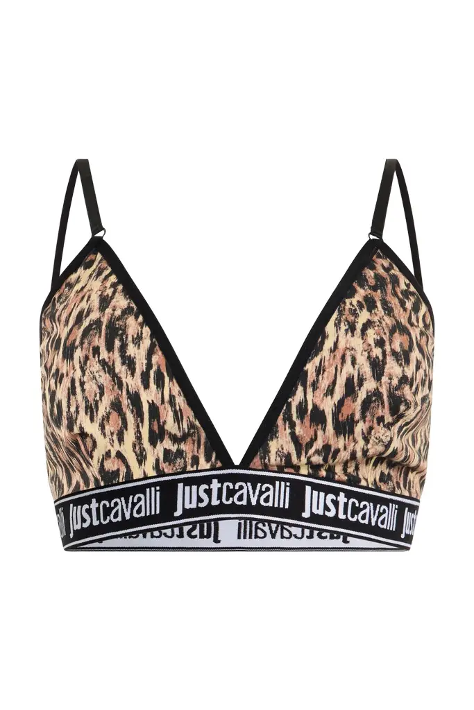 Roberto Cavalli Jaguar Skin Print Triangle Bra