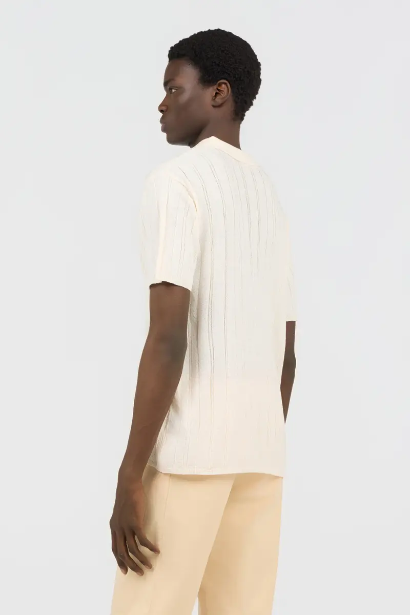 Roberto Cavalli Cream Ribbed Polo | Thumbnail 3 Roberto Cavalli Cream Ribbed Polo | Thumbnail 3