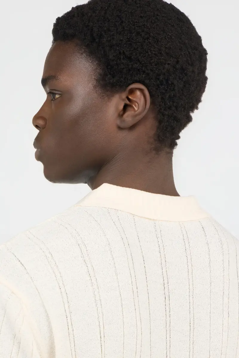Roberto Cavalli Cream Ribbed Polo | Thumbnail 5 Roberto Cavalli Cream Ribbed Polo | Thumbnail 5