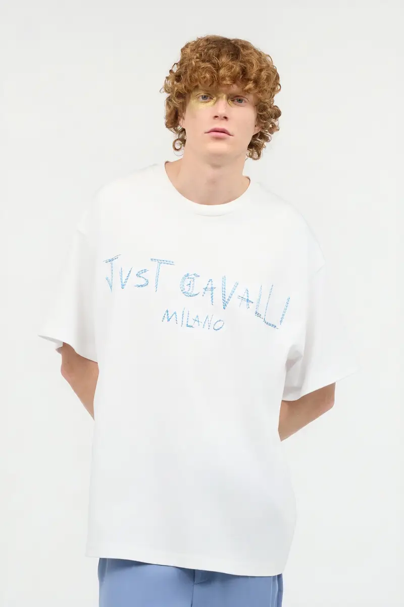 Roberto Cavalli T-Shirt With Top-Stitched Logo | Thumbnail 2