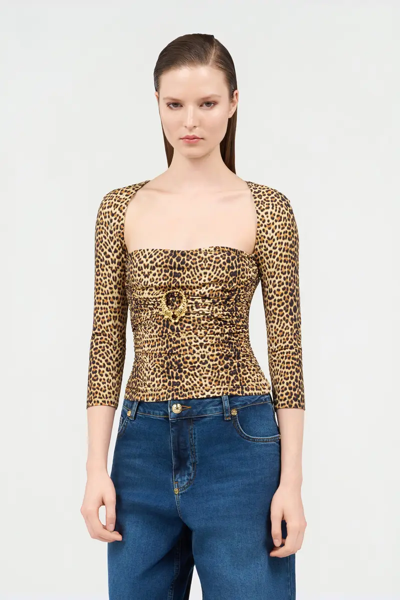 Roberto Cavalli Long-Sleeve Top with Baby Jaguar Print | Thumbnail 2 Roberto Cavalli Long-Sleeve Top with Baby Jaguar Print | Thumbnail 2