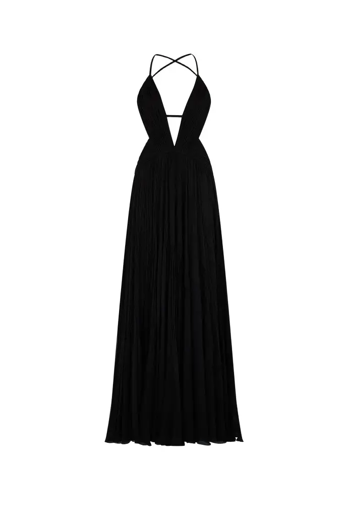 Draped backless silk dress Draped backless silk dress