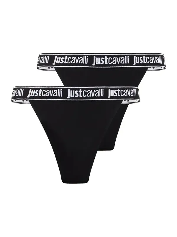 Roberto Cavalli Black Panties With Logo Band Two-Pack