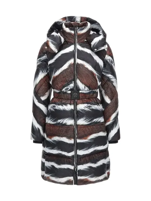 Animalier print puffer jacket with belt Animalier print puffer jacket with belt