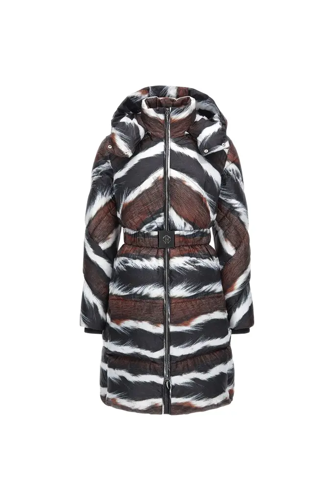 Roberto Cavalli Animalier print puffer jacket with belt
