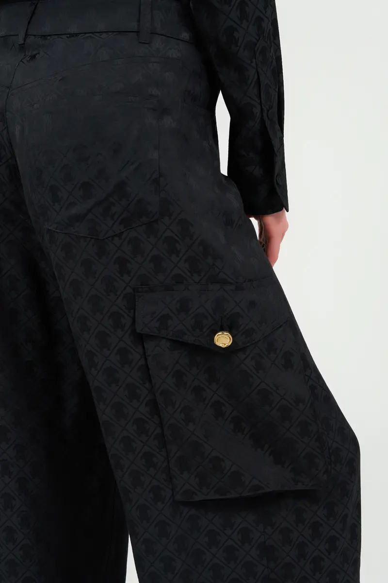 Roberto Cavalli Silk Cargo Trousers with Monogram RC | Thumbnail 6 Roberto Cavalli Silk Cargo Trousers with Monogram RC | Thumbnail 6