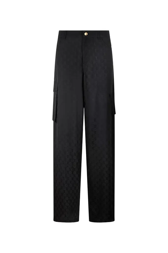 Roberto Cavalli Silk Cargo Trousers with Monogram RC