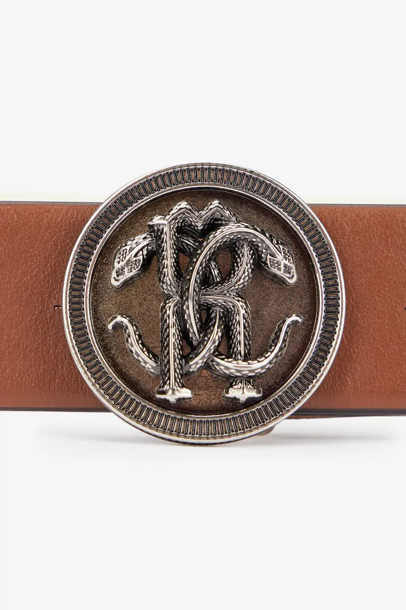 Roberto Cavalli Solid-Color Belt With Mirror Snake Monogram | Thumbnail 3 Roberto Cavalli Solid-Color Belt With Mirror Snake Monogram | Thumbnail 3