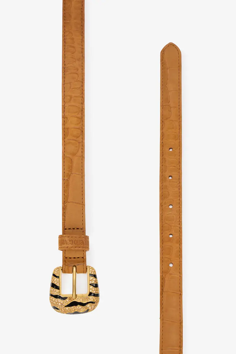 Roberto Cavalli Crocodile-Effect Belt With Bejeweled Buckle | Thumbnail 2 Roberto Cavalli Crocodile-Effect Belt With Bejeweled Buckle | Thumbnail 2