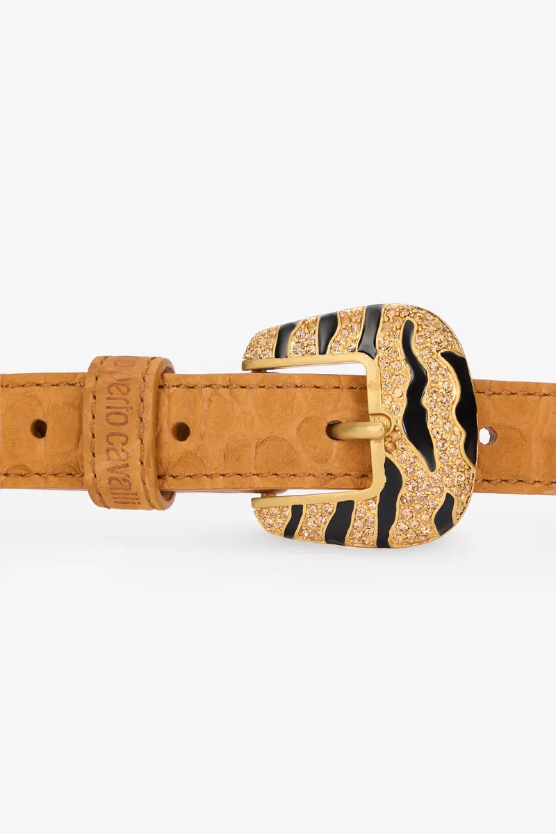 Roberto Cavalli Crocodile-Effect Belt With Bejeweled Buckle | Thumbnail 3 Roberto Cavalli Crocodile-Effect Belt With Bejeweled Buckle | Thumbnail 3