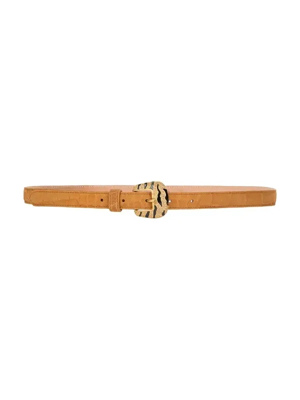Roberto Cavalli Crocodile-Effect Belt With Bejeweled Buckle