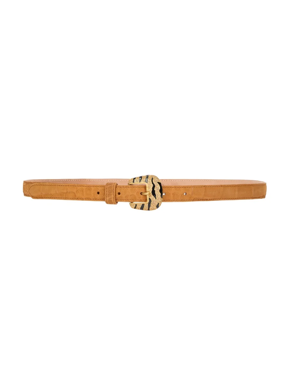 Roberto Cavalli Crocodile-Effect Belt With Bejeweled Buckle