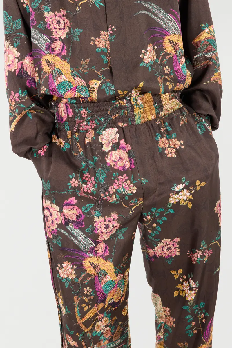 Roberto Cavalli Silk Pants With Oriental Bird Print | Thumbnail 5 Roberto Cavalli Silk Pants With Oriental Bird Print | Thumbnail 5