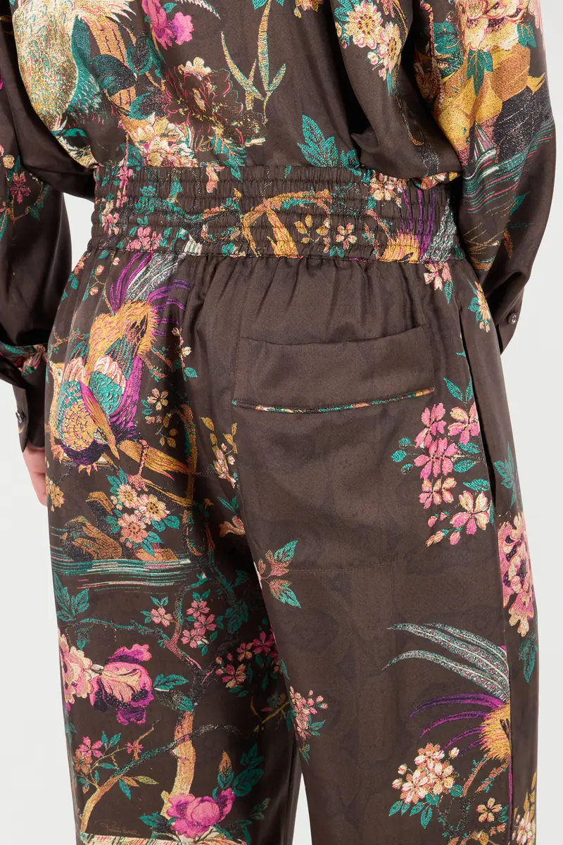 Roberto Cavalli Silk Pants With Oriental Bird Print | Thumbnail 6 Roberto Cavalli Silk Pants With Oriental Bird Print | Thumbnail 6